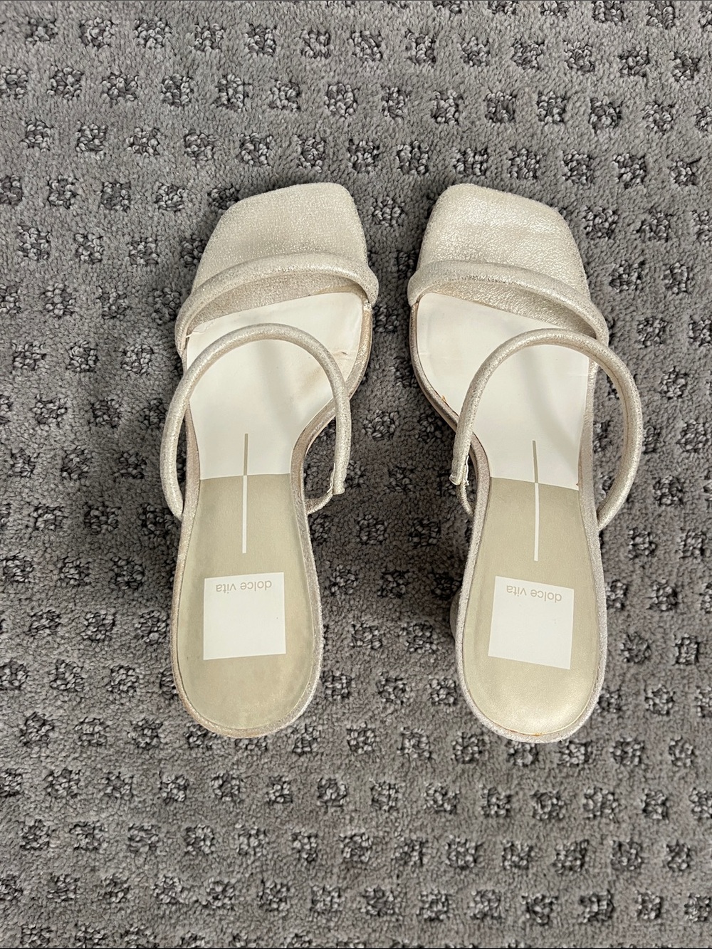 Dolce Vita Pearlized Ivory Square-Toe Slide Mules